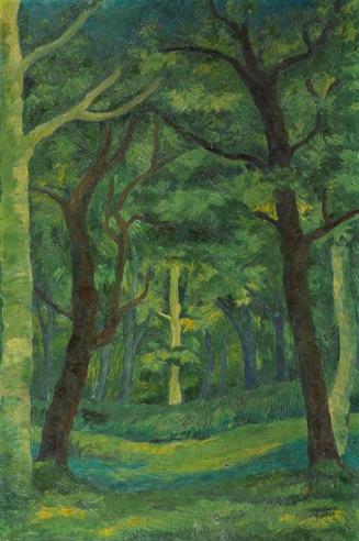 Johannes Fischer, Waldlandschaft (Lainzer Tiergarten), 1949, Öl auf Leinwand, ungerahmt: 120 ×  ...