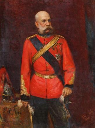 Leopold Horovitz, Kaiser Franz Joseph I. in englischer Regimentsuniform, 1896, Öl auf Leinwand, ...
