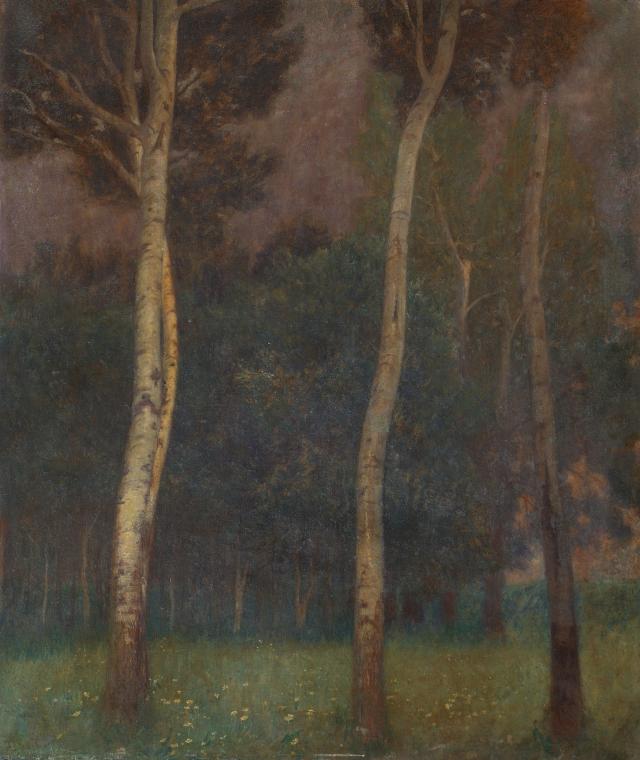 Eduard Ameseder, Niederösterreichische Baumlandschaft, 1902, Tempera auf Leinwand, 136,3 x 115, ...