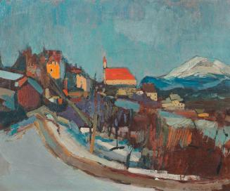 Karl Josef Gunsam, Kirchdorf im Winter, 1948, Öl auf Leinwand, 60,5 x 72,5 cm, Belvedere, Wien, ...