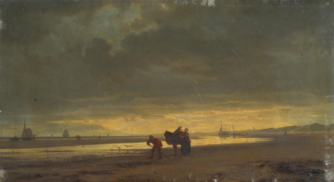 Hermann Mevius, Holländische Seeküste bei Ebbe, 1852, Öl auf Leinwand, 27 x 48 cm, Belvedere, W ...