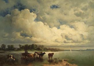 Carl Schweninger der Ältere, Wasserlandschaft mit Kühen, Öl auf Leinwand, 73 x 102,5 cm, Belved ...