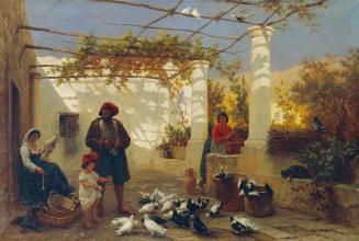 Friedrich Alois Schönn, In einer italienischen Pergola, 1872, Öl auf Leinwand, 79 x 119 cm, Wie ...
