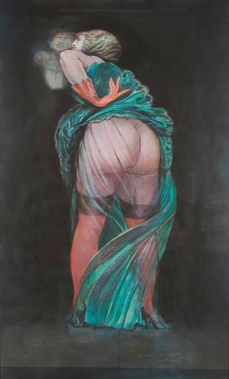 Ernst Fuchs, Le Cul du Monde, 2008, Übermalung des Druckes, Acryl auf Bütte, 136 x 84 cm, Belve ...