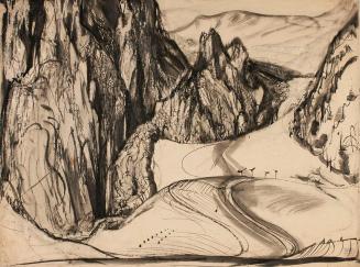 Ernestine Rotter-Peters, Semmering, 1950er-Jahre, Japanische Tusche auf Papier, 57 × 75 cm, Bel ...