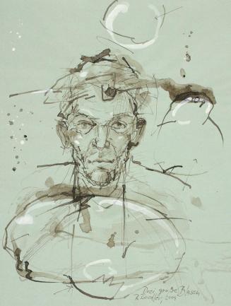 Rupert Gredler, Drei große Blasen (Selbstporträt), 2009, Wasserfarbe auf Büttenpapier, 32 × 24, ...