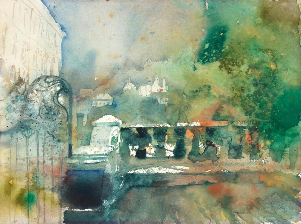 Bernhard Vogel, Salzburg, Mirabellgarten, 1988, Aquarell, 30 × 40 cm, Belvedere, Wien, Inv.-Nr. ...