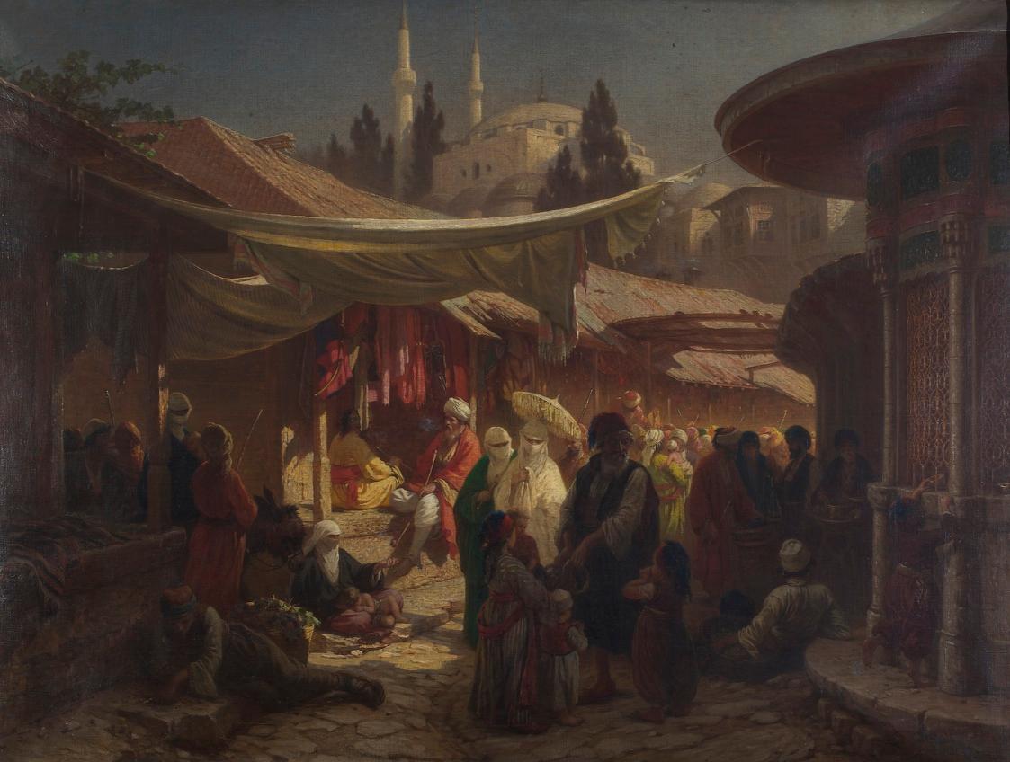 Friedrich Alois Schönn, Türkischer Bazar, um 1862/1868, Öl auf Leinwand, 98 x 130 cm, Belvedere ...