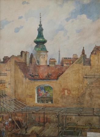 Hugo Charlemont, Turm von St. Anna, um 1914, Aquarell auf Papier, 45 x 34 cm, Belvedere, Wien,  ...
