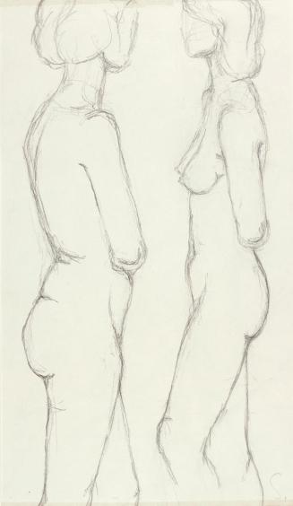 Josefine Sokole, Zwei stehende weibliche Akte, 1971, Bleistift auf Papier, 34,2 × 24 cm, Belved ...