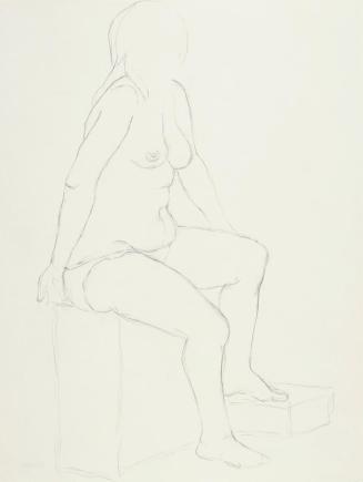 Josefine Sokole, Sitzender weiblicher Akt, undatiert, Bleistift auf Papier, 40 x 30,2 cm, Belve ...