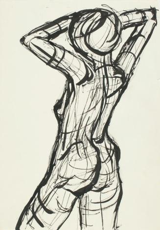 Josefine Sokole, Aktstudie, undatiert, Tusche auf Papier, 29,8 x 21 cm, Belvedere, Wien, Inv.-N ...