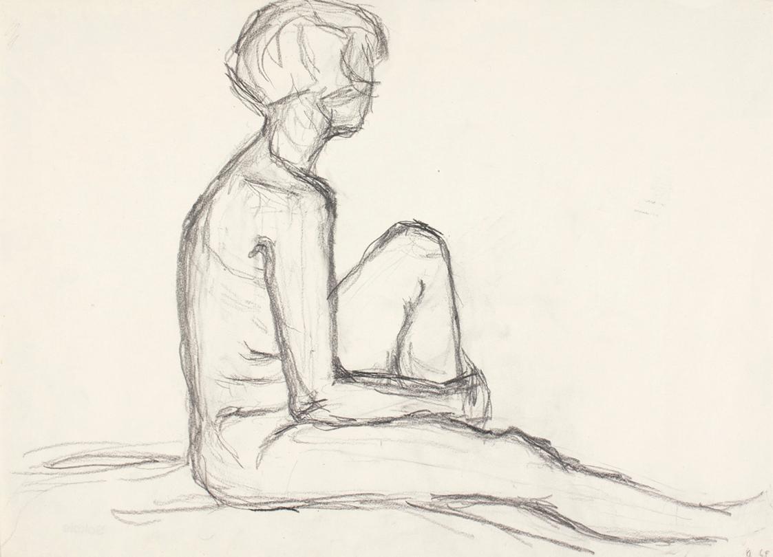 Josefine Sokole, Aktstudie, 1969, Bleistift auf Papier, 25 x 34,3 cm, Belvedere, Wien, Inv.-Nr. ...