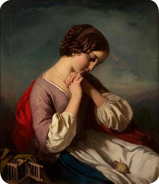 Heinrich Schlesinger, Mädchen mit totem Vogel, 1890, Öl auf Leinwand, 86 x 74 cm, Belvedere, Wi ...