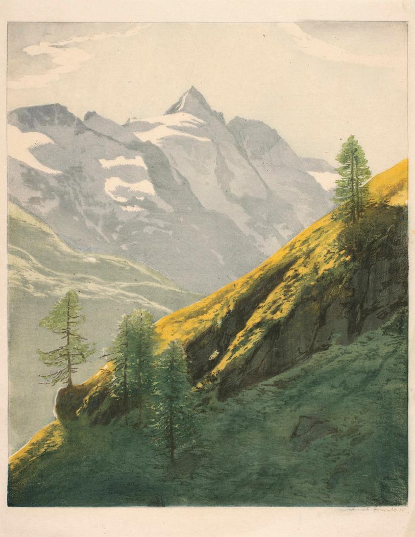 Hans Frank, Gebirgslandschaft, 1935, Farbholzschnitt, 38,8 x 31,8 cm, Belvedere, Wien, Inv.-Nr. ...