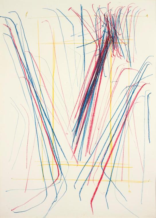 Roland Goeschl, Ohne Titel, 1966, Buntstift auf Papier, 95 x 71 cm, Belvedere, Wien, Inv.-Nr. 1 ...