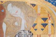 Gustav Klimt, Beethovenfries: Die feindlichen Gewalten - Tafel 1, Stirnwand, 1901, Kaseinfarben ...