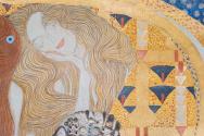 Gustav Klimt, Beethovenfries: Die feindlichen Gewalten - Tafel 1, Stirnwand, 1901, Kaseinfarben ...