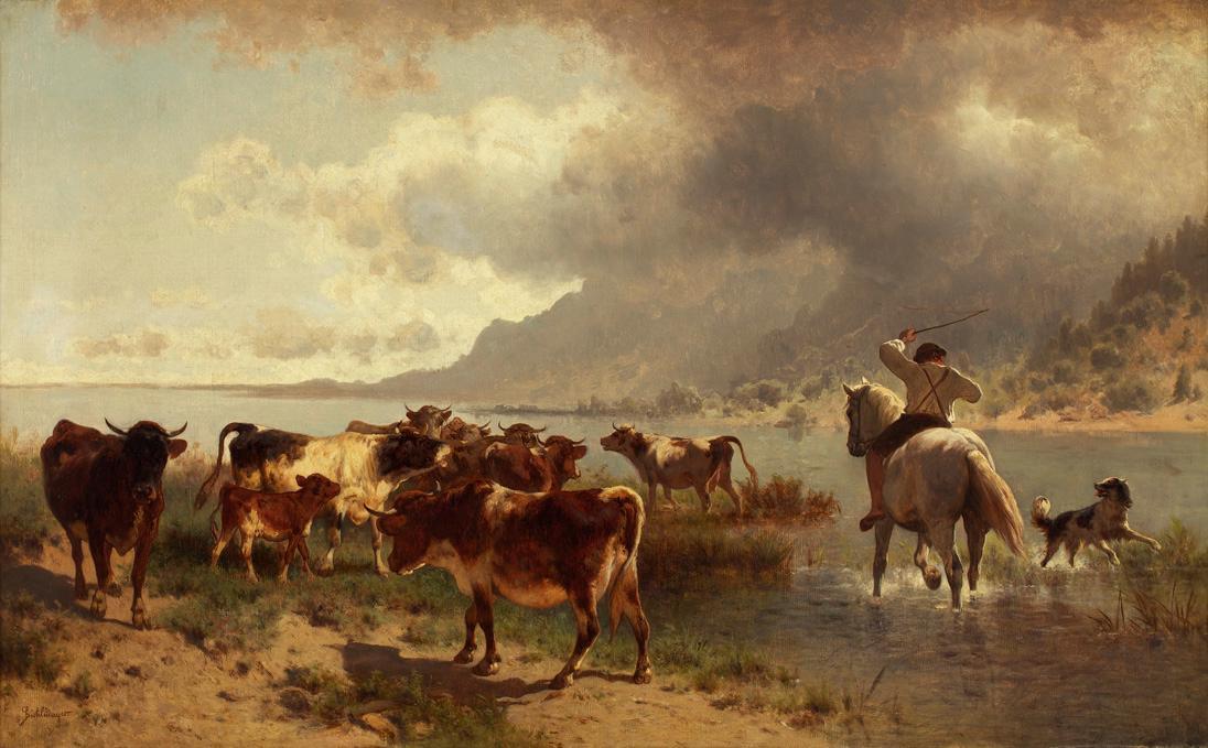 Conrad Bühlmayer, Rinderherde an einem Seeufer, um 1881, Öl auf Leinwand, 52 x 85 cm, Belvedere ...