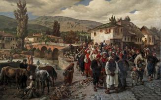 Friedrich Alois Schönn, An der lateinischen Brücke in Sarajewo, 1883, Öl auf Leinwand, 172 x 27 ...