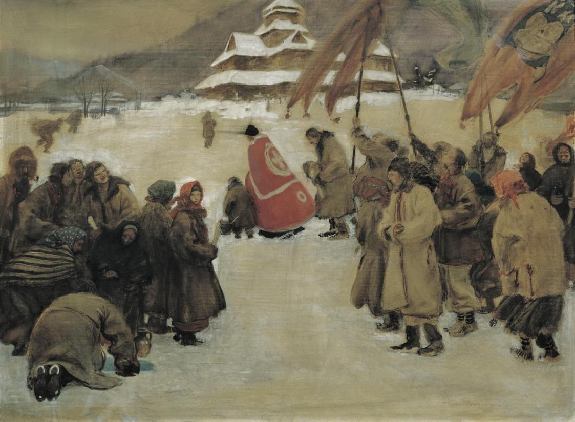 Theodor Axentowicz, Jordanfest, um 1883, Gouache auf Papier auf Karton, 66 x 88 cm, Belvedere,  ...
