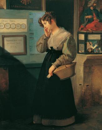 Peter Fendi, Mädchen vor dem Lotteriegewölbe, 1829, Öl auf Leinwand, 63 x 50 cm, Belvedere, Wie ...