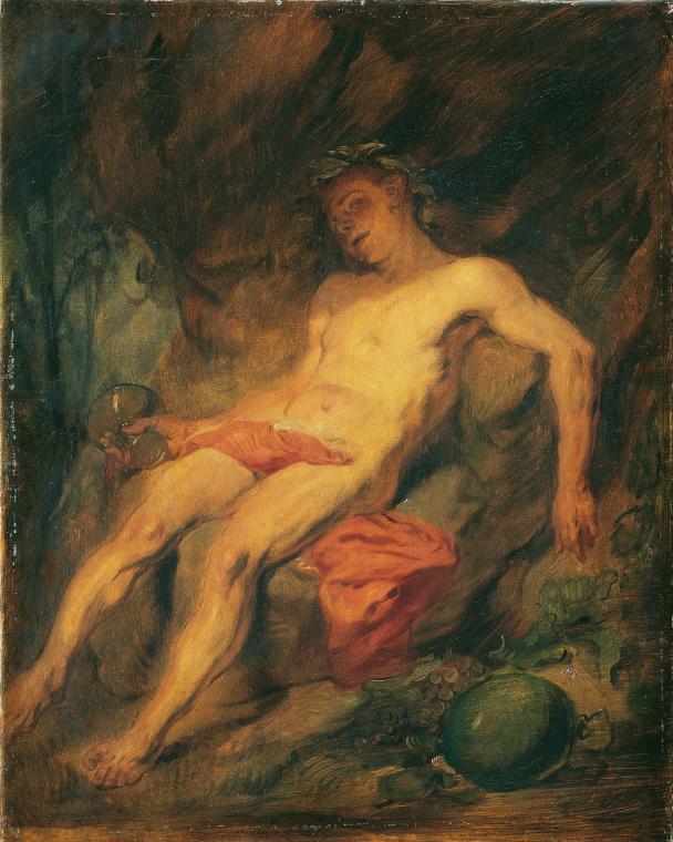 Hans Canon, Trunkener Bacchus, um 1875/1880, Öl auf Leinwand, 57 x 45,5 cm, Belvedere, Wien, In ...