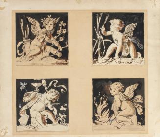 Gustav Klimt, Jahreszeiten, 1882, Bleistift, Feder und Pinsel in Tusche, braun laviert, mit Wei ...