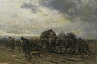 August von Pettenkofen, Der Verwundetentransport II, 1869, Öl auf Holz, 29,4 x 44,7 cm, Belvede ...