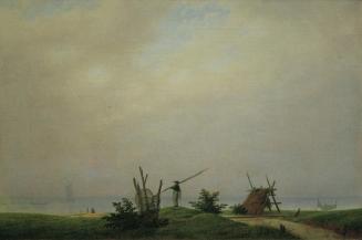 Caspar David Friedrich, Meeresstrand mit Fischer, um 1807, Öl auf Leinwand, 33,5 x 51 cm, Belve ...