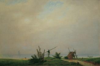 Caspar David Friedrich, Meeresstrand mit Fischer, um 1807, Öl auf Leinwand, 33,5 x 51 cm, Belve ...