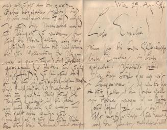 Gustav Klimt, Brief von Gustav Klimt an Emilie Flöge, 29.8.1896, Feder in schwarzer Tusche auf  ...