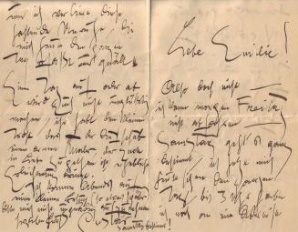 Gustav Klimt, Brief von Gustav Klimt an Emilie Flöge, um 1899, Feder in schwarzer Tusche auf Pa ...