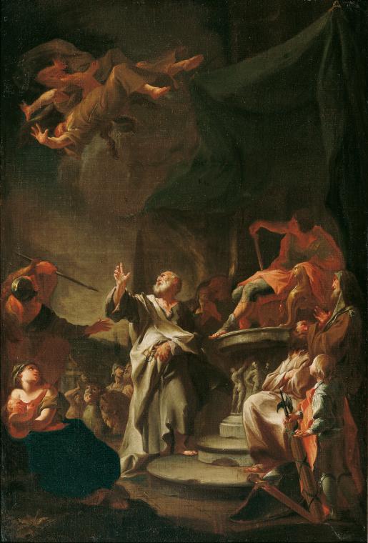 Paul Troger, Der Sturz des Magiers Simon, um 1743, Öl auf Leinwand, 75,5 x 51,5 cm, Belvedere,  ...