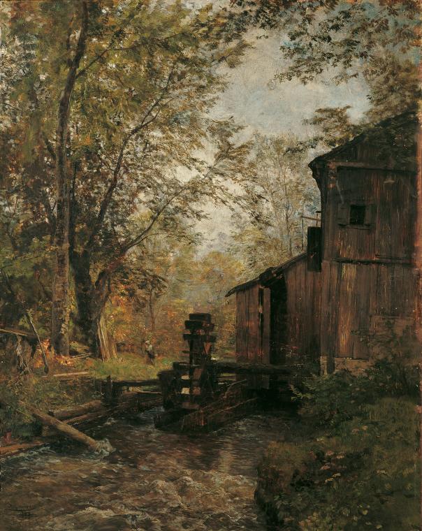 Emil Jakob Schindler, Die Gosaumühle bei Ischl, 1883, Öl auf Holz, 36 x 28 cm, Belvedere, Wien, ...