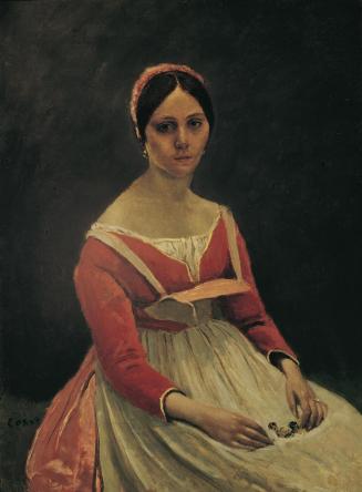 Camille Corot, Madame Legois (Porträt einer jungen Frau), um 1840/1845, Öl auf Leinwand, 55 x 4 ...