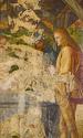 Michael Pacher, Josef wird in den Brunnen geworfen, Detail, vor 1497/1498, Malerei auf Zirbenho ...