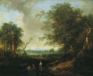 Christian Hilfgott Brandt, Landschaft mit Säule, 1753, Öl auf Holz, 41 x 49 cm, Belvedere, Wien ...