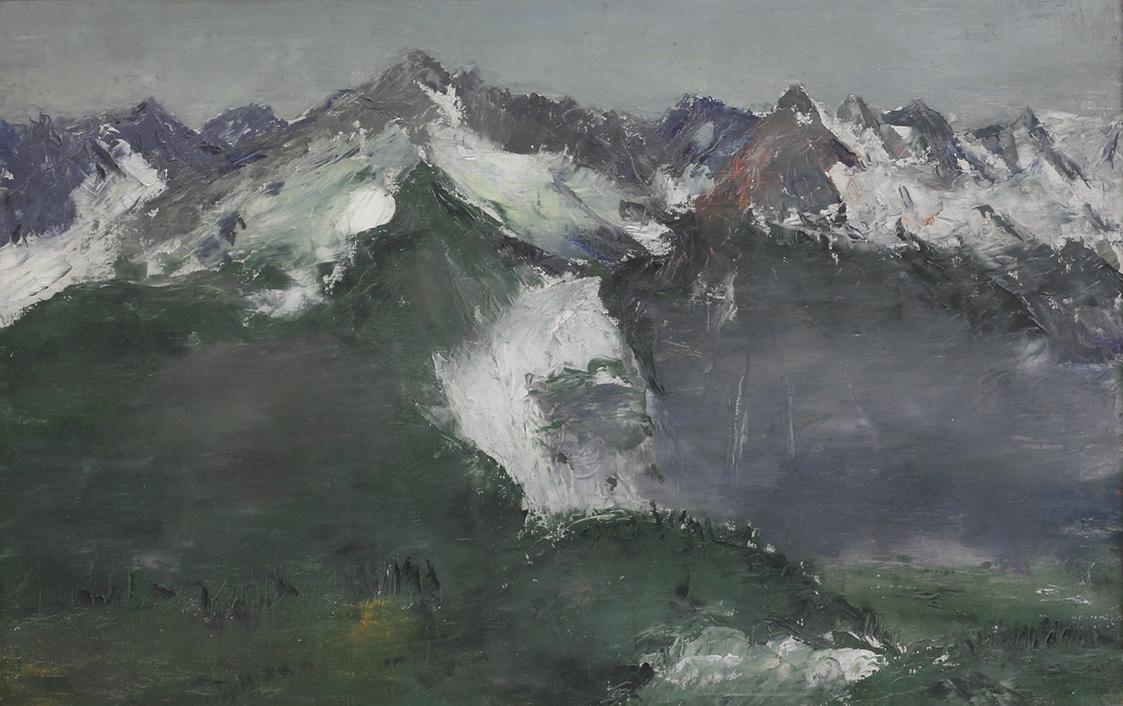 Gerhart Frankl, Der Mont Blanc von Chamonix, 1929, Öl auf Leinwand, 44 × 68 cm, Legat Peter Par ...