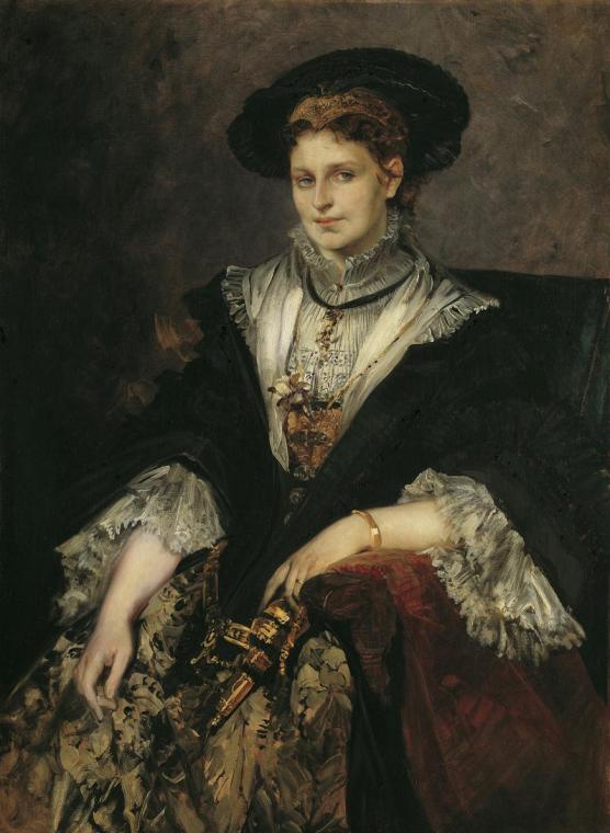 Hans Makart, Porträt Bertha von Piloty, 1872–1873, Öl auf Leinwand, 126 x 92,5 cm, Belvedere, W ...
