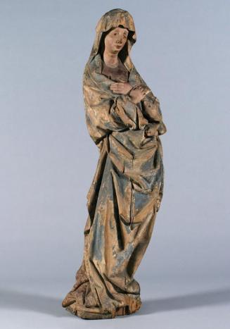 Maria einer Kreuzigungsgruppe, um 1465, Lindenholz, Fassungsreste, H: 132,5 cm, Belvedere, Wien ...