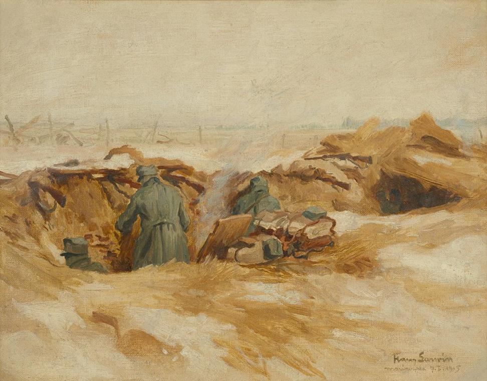 Hans Larwin, Schützengraben, 1915, Öl auf Leinwand auf Karton, 35 x 45,5 cm, Belvedere, Wien, I ...
