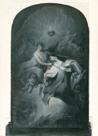 Franz Sigrist d. Ä., Entwurf für einen Theresienaltar, um 1765/1770, Ölgrisaille auf Papier, 27 ...