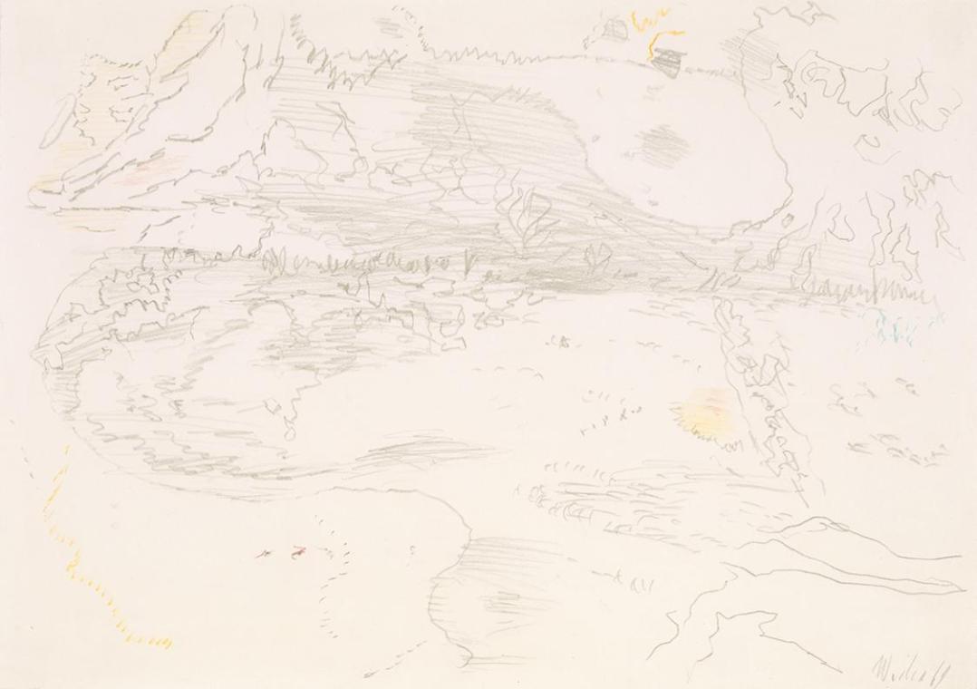 Max Weiler, In Alaska, 1969, Bleistift, 20,4 × 29,4 cm, Belvedere, Wien, Inv.-Nr. 10852