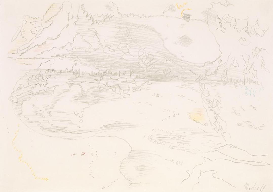 Max Weiler, In Alaska, 1969, Bleistift, 20,4 × 29,4 cm, Belvedere, Wien, Inv.-Nr. 10852