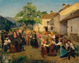 Ferdinand Georg Waldmüller, Der Abschied der Braut vom Elternhause - Höldrichsmühle, 1860, Öl a ...