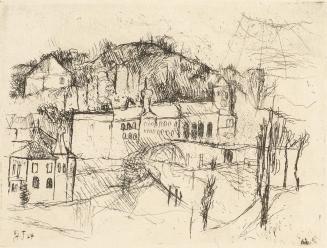 Gerhart Frankl, Landschaft mit Kloster, 1927, Ätzung auf Japanpapier, Blattmaße: 20,5 × 21,5 cm ...