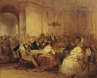 Josef Danhauser, Gesellschaftsszene, um 1840, Öl auf Leinwand, 58 x 71 cm, Belvedere, Wien, Inv ...