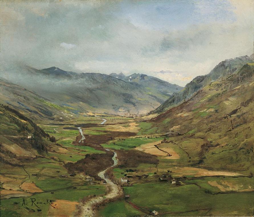 Anton Romako, Das Gasteinertal II, Herbst 1877, Öl auf Holz, 26 x 31,5 cm, Belvedere, Wien, Inv ...