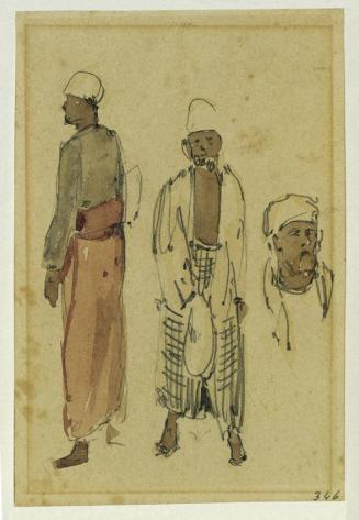 Joseph Selleny, Muslime auf Ceylon, 1858, Bleistift, Aquarell auf Papier, 11 × 7,3 cm, Belveder ...
